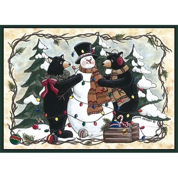 Associated Weavers Custom Printed Rugs BEARSSNOWMAN Bears and Snowman Rug BEARSSNOWMAN - main